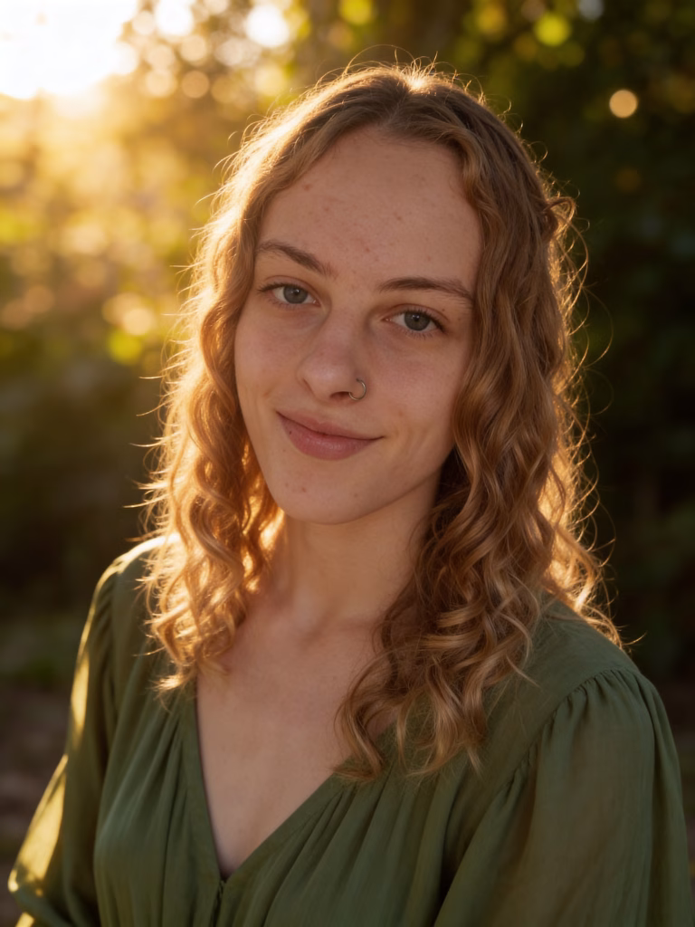 A girl wearing a green top